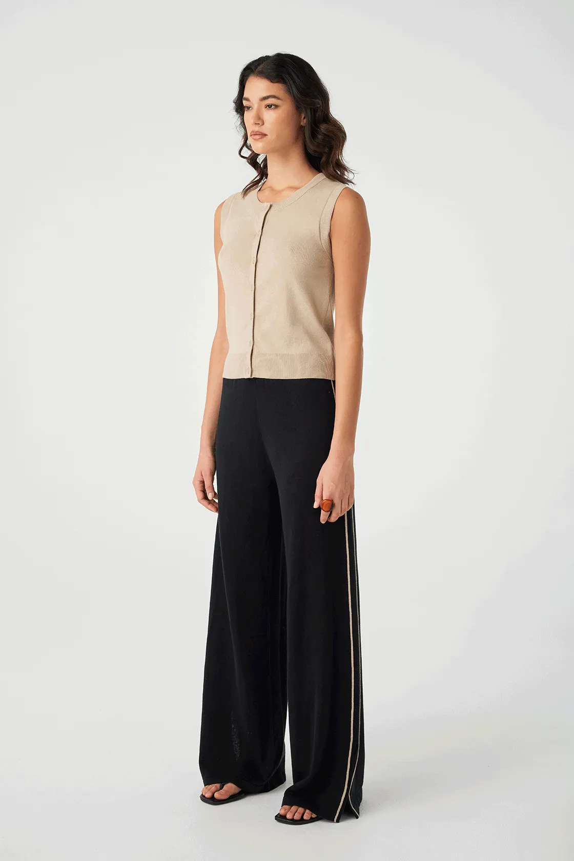 Finley Button Up Vest - Taupe
