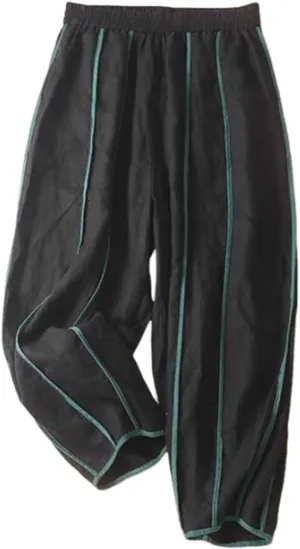 Firzero Women Summer Pants Cotton Linen Pants 2024 Casual Wide Leg Elastic Waist Trousers Loose Fit Straight Leg Pants