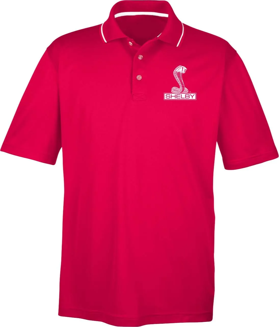 Ford Mustang Shelby Cobra Pocket Print Two Tone Polo, Black