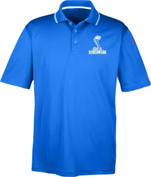 Ford Mustang Shelby Cobra Pocket Print Two Tone Polo, Black