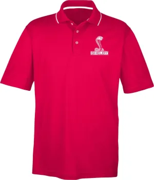 Ford Mustang Shelby Cobra Pocket Print Two Tone Polo, Black