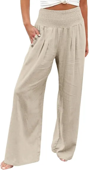 FZVYD Tummy Control Women High Waist Lounge Pants Casual Wide Leg Boho Trouser 2025 Summer Drawstring Sweatpants with Pocket