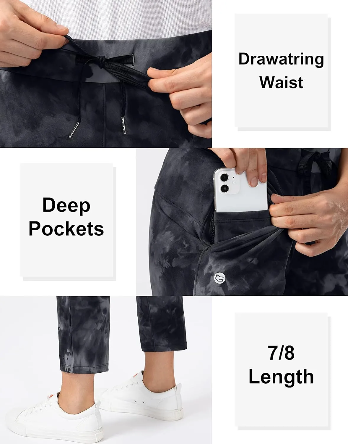 G Gradual Women's Pants with Deep Pockets 7/8 Stretch Ankle Sweatpants for Golf, Athletic, Lounge, Travel, Work