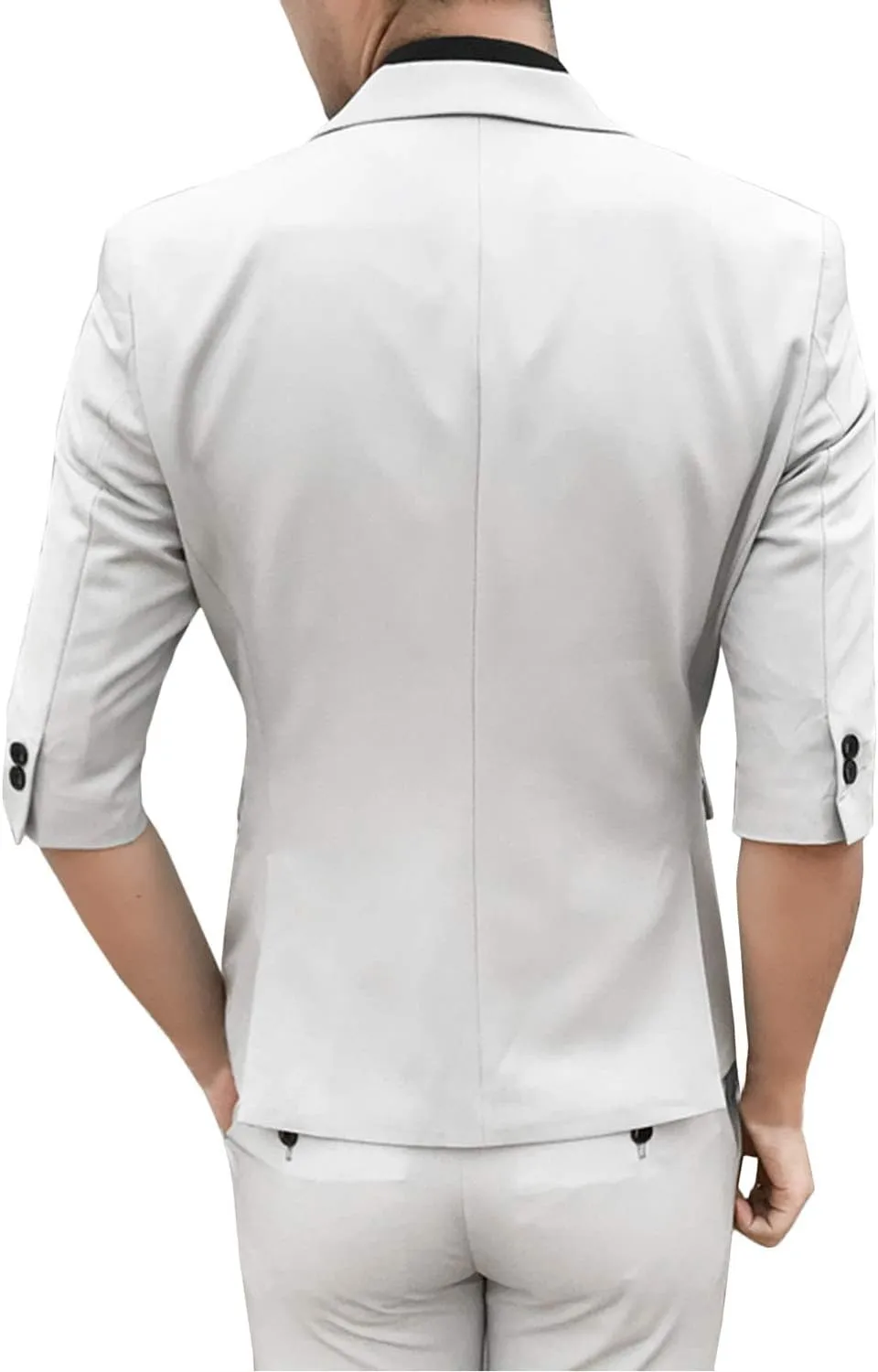 GATMSTZ Men Double Breasted 3/4 Sleeves Blazer Short Pants Formal Summer Suits