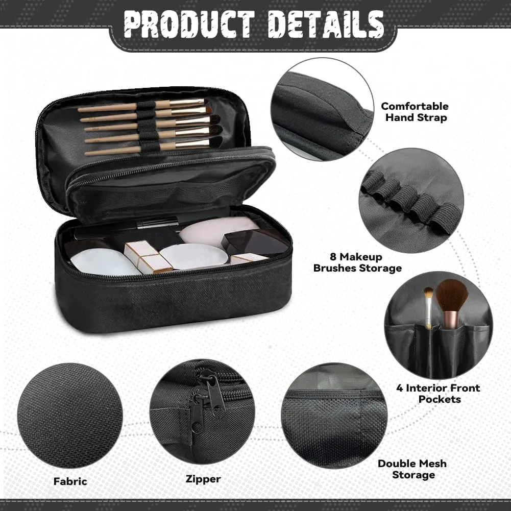 Geometric Lattice Makeup Bag for Women Waterproof Travel Cosmetic Organizer with 8 Loops & 4 Brush Pockets | Trendy Teen Girl Gifts for Weddings, Work Makeup Bag for Purse & Carry-Ons