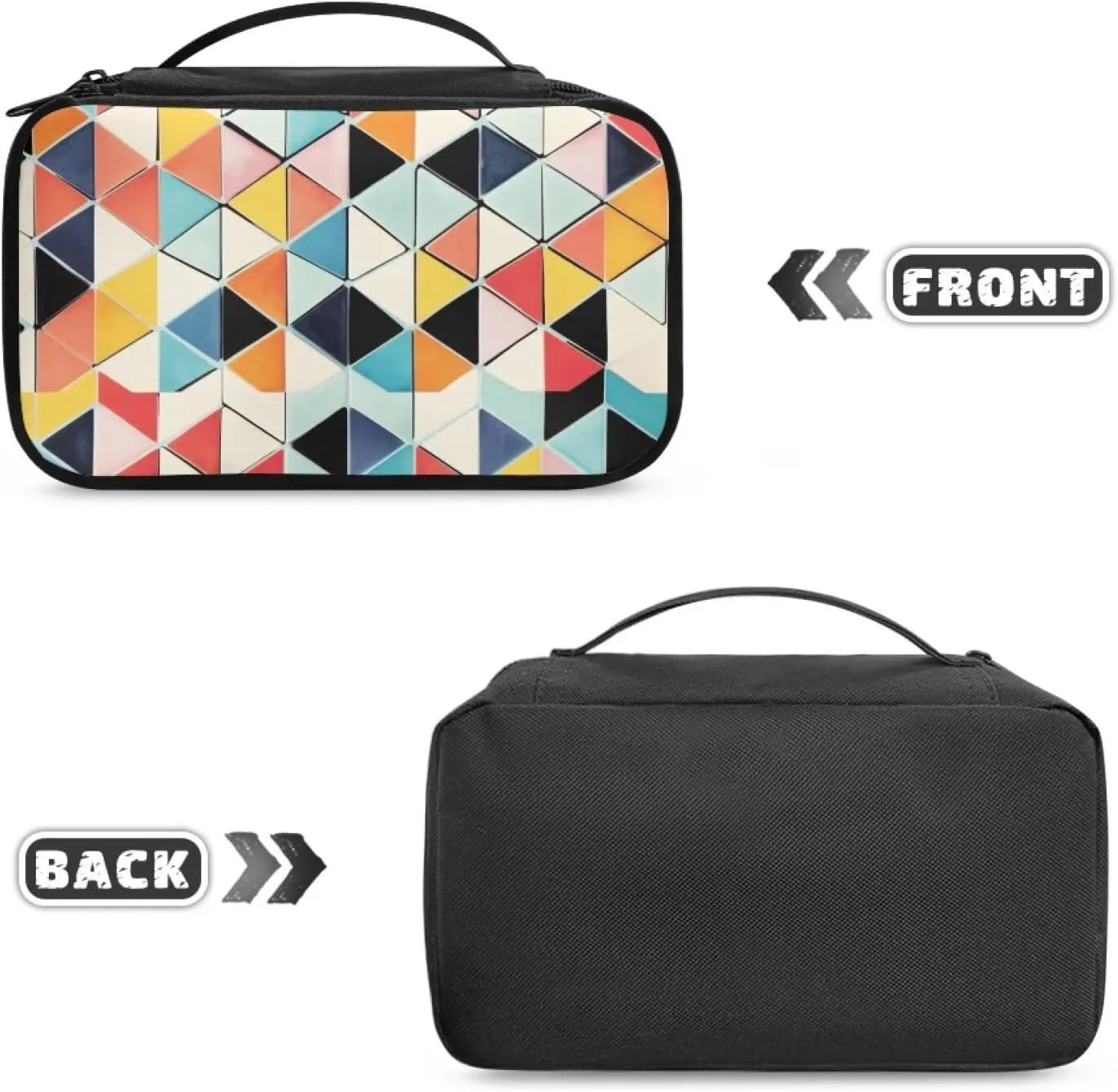 Geometric Lattice Makeup Bag for Women Waterproof Travel Cosmetic Organizer with 8 Loops & 4 Brush Pockets | Trendy Teen Girl Gifts for Weddings, Work Makeup Bag for Purse & Carry-Ons