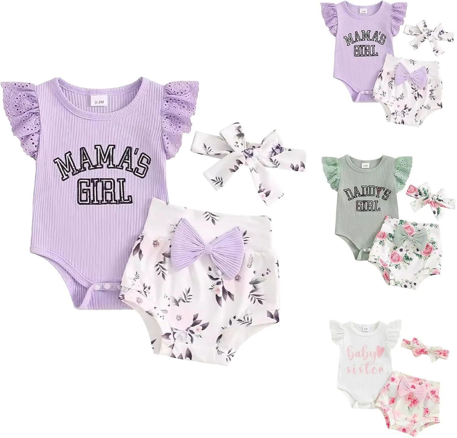 Girls Sunflower Baby Clothes Summer Dresses Cotton Ruffle Short Sleeve Tops Floral Prints Bow Shorts Cute Outfit Set