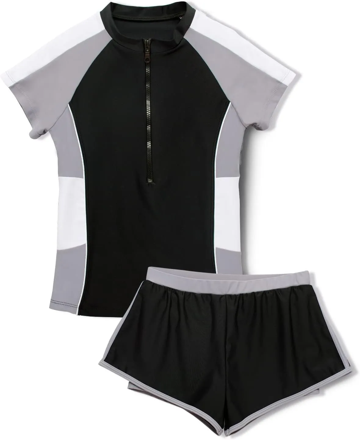 Girls Swimsuits, Kids Two-Piece Rashguard Swim Set Bathing Suits Beach Shorts Quick Dry Swim Shirts Size 6-7,8,10-12,14-16