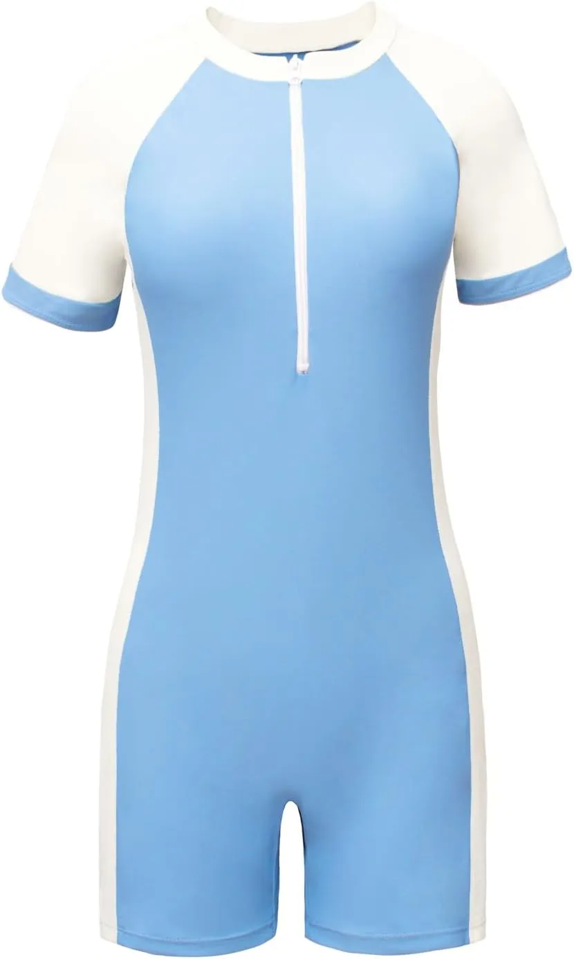 Girls Swimsuits, Kids Two-Piece Rashguard Swim Set Bathing Suits Beach Shorts Quick Dry Swim Shirts Size 6-7,8,10-12,14-16