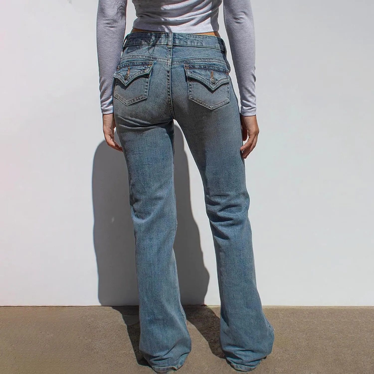 High Waisted Jeans for Women Straight Leg Denim Pants Wide Leg Jeans High Rise Baggy Pant with Pocket Y2K Streetwear