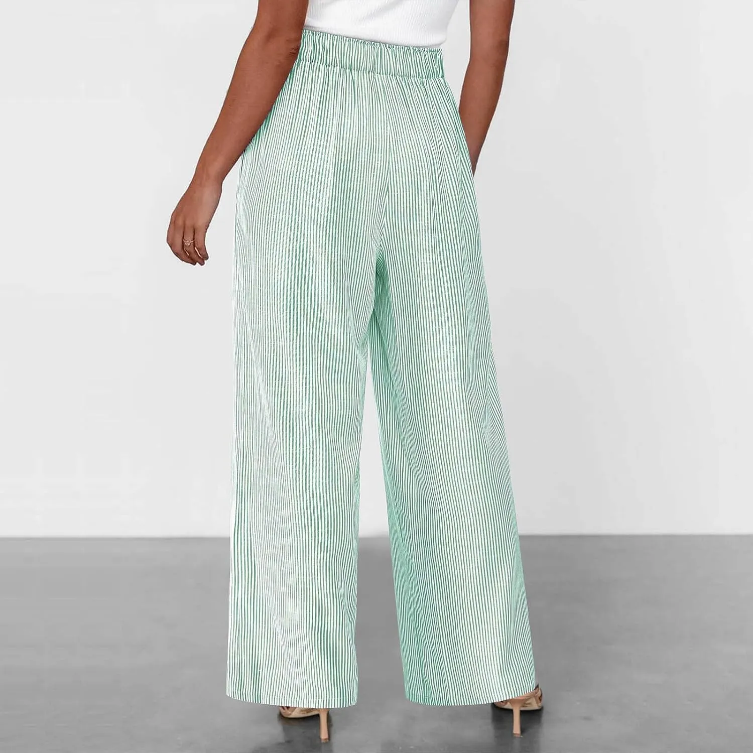 High Waisted Palazzo Pants for Women Wide Leg Paperbag Pant Casual Summer Flowy Lounge Trousers Beach Boho Outfits