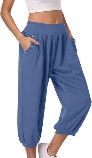 High Waisted Work Pants for Women Women High Waist Palazzo Pants Waisted Casual Baggy Stretchy Wide Leg Streetwear