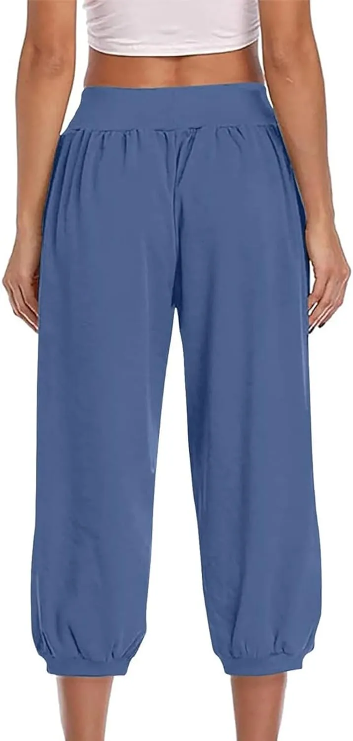 High Waisted Work Pants for Women Women High Waist Palazzo Pants Waisted Casual Baggy Stretchy Wide Leg Streetwear