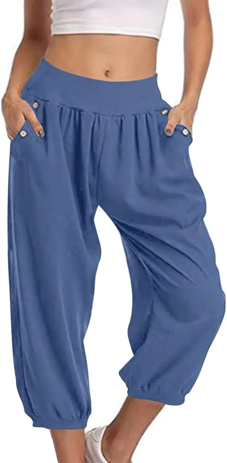 High Waisted Work Pants for Women Women High Waist Palazzo Pants Waisted Casual Baggy Stretchy Wide Leg Streetwear