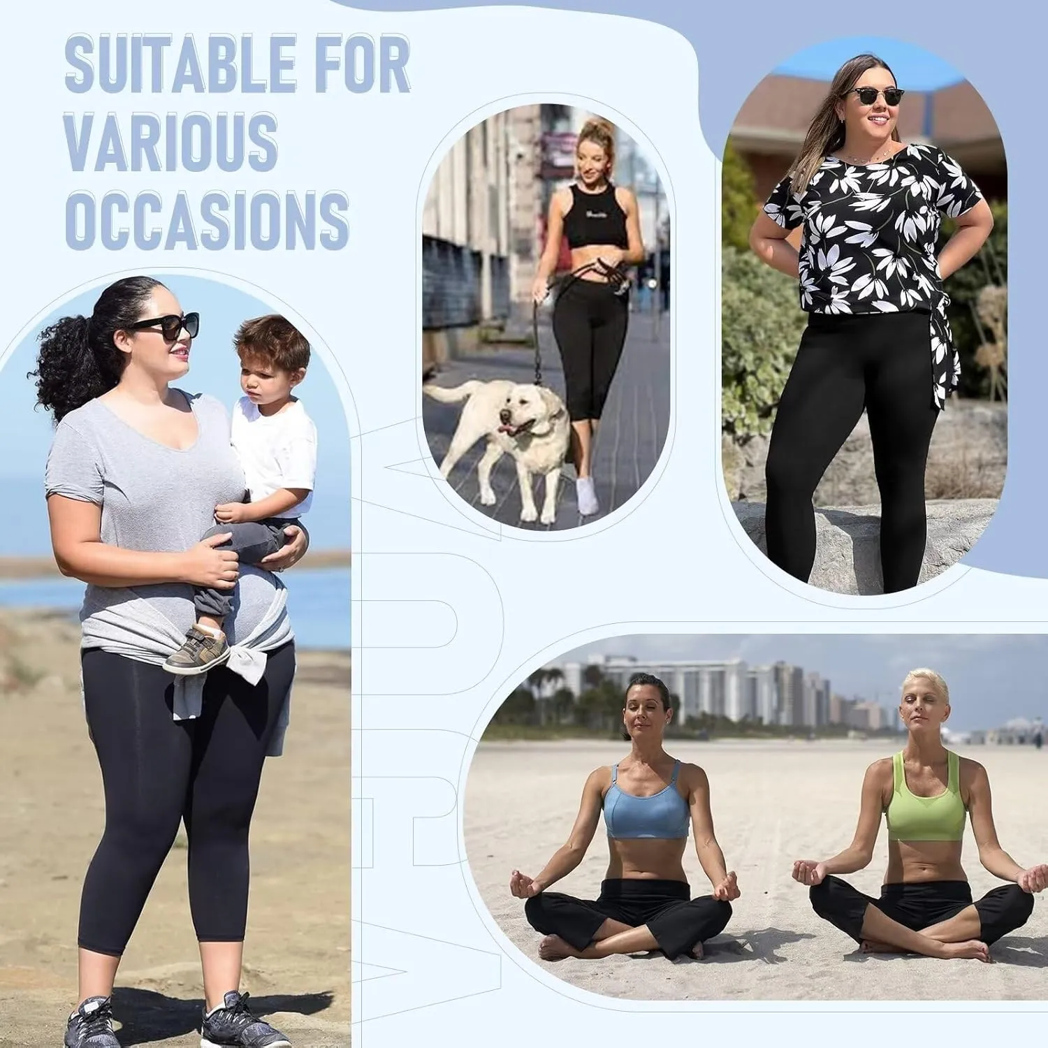 HIGHDAYS 3 Pack Capri Leggings for Women with Pockets - High Waist Workout Running Yoga Pants