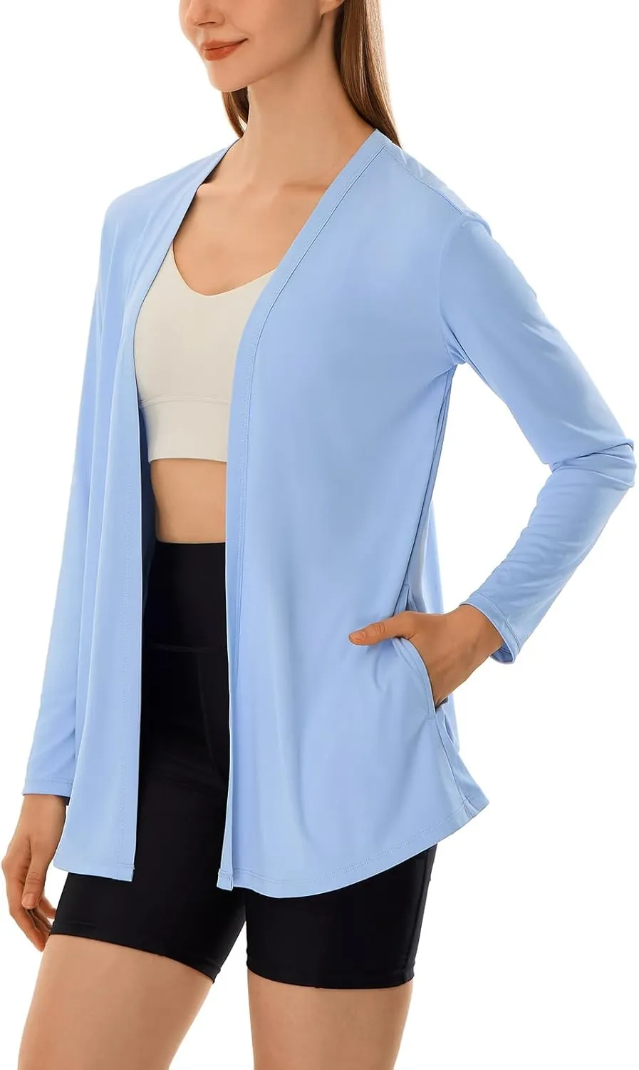 HODOSPORTS Womens UPF 50  Rash Guard Cardigan UV Sun Protection Shirts with Pockets Swim Cover Up Long Sleeve Lightweight