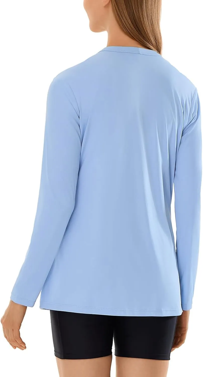 HODOSPORTS Womens UPF 50  Rash Guard Cardigan UV Sun Protection Shirts with Pockets Swim Cover Up Long Sleeve Lightweight