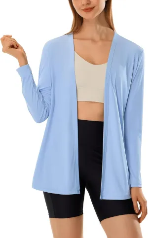 HODOSPORTS Womens UPF 50  Rash Guard Cardigan UV Sun Protection Shirts with Pockets Swim Cover Up Long Sleeve Lightweight