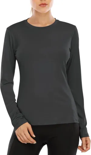 isnowood Women's Sun Protection Long Sleeve Shirts, UPF 50  UV Rash Guard Swim Shirt, Workout Hiking Running Athletic Tops