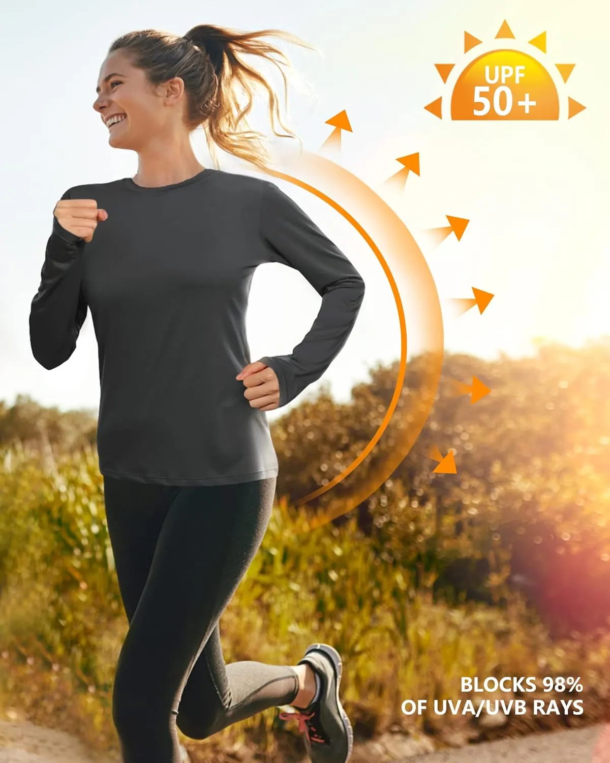 isnowood Women's Sun Protection Long Sleeve Shirts, UPF 50  UV Rash Guard Swim Shirt, Workout Hiking Running Athletic Tops