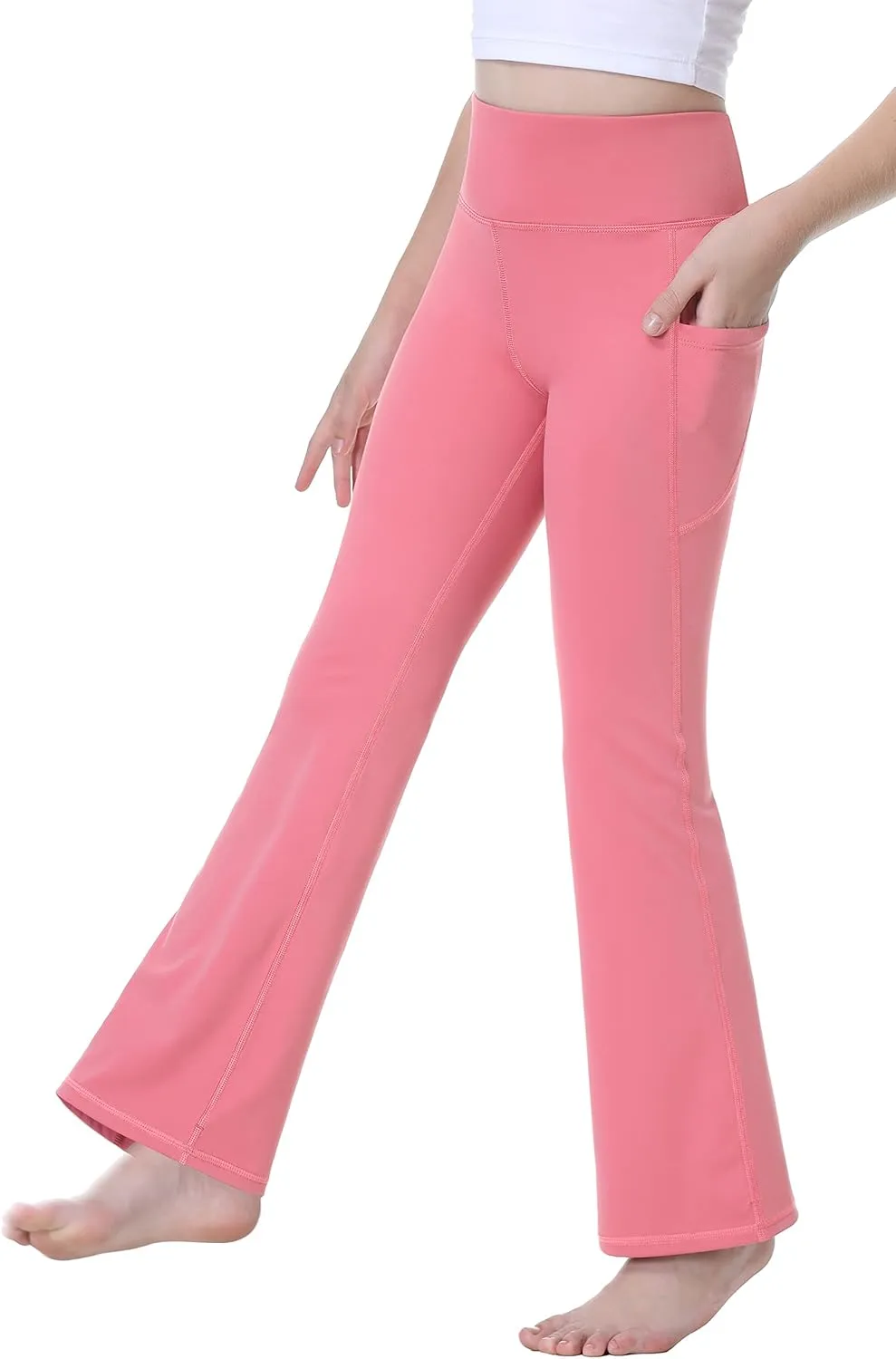 IUGA Girls Flare Leggings High Waist Cute Preppy Clothes for Girls Uniform Pants with Pockets Bell Bottom Pants
