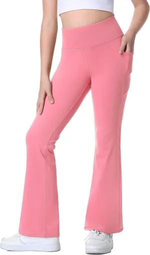IUGA Girls Flare Leggings High Waist Cute Preppy Clothes for Girls Uniform Pants with Pockets Bell Bottom Pants