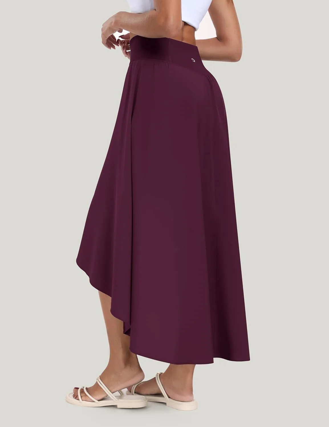 IUGA High Waist Maxi Skirt with Slit Ruffle Wrap Skirt Trendy Flowy Skirts for Women Long Skirts with Shorts Underneath