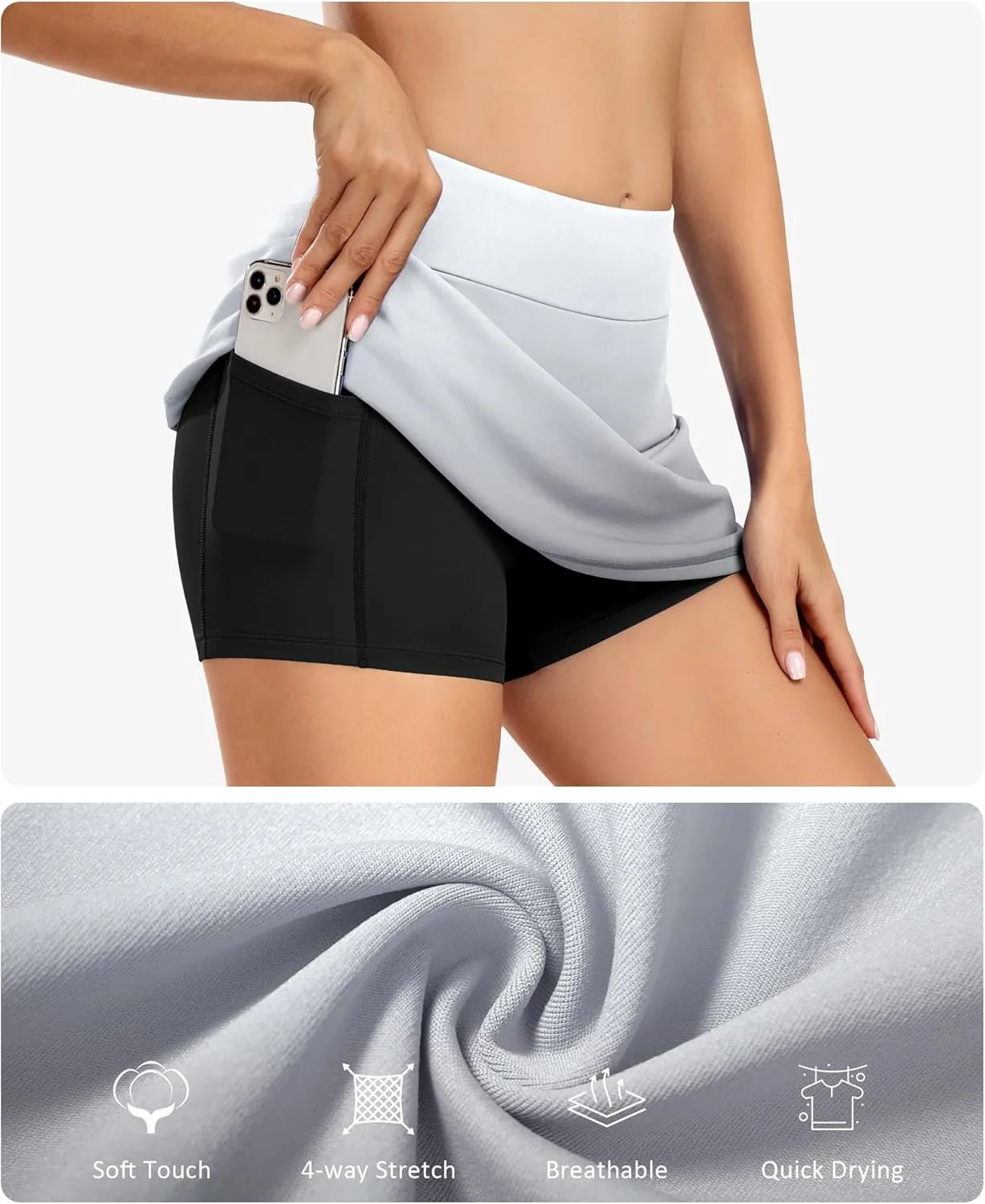 JoyGirl 15" Tennis Skirts for Women with Shorts High Waisted Golf Skirt Athletic Casual Skort with Inner Pocket