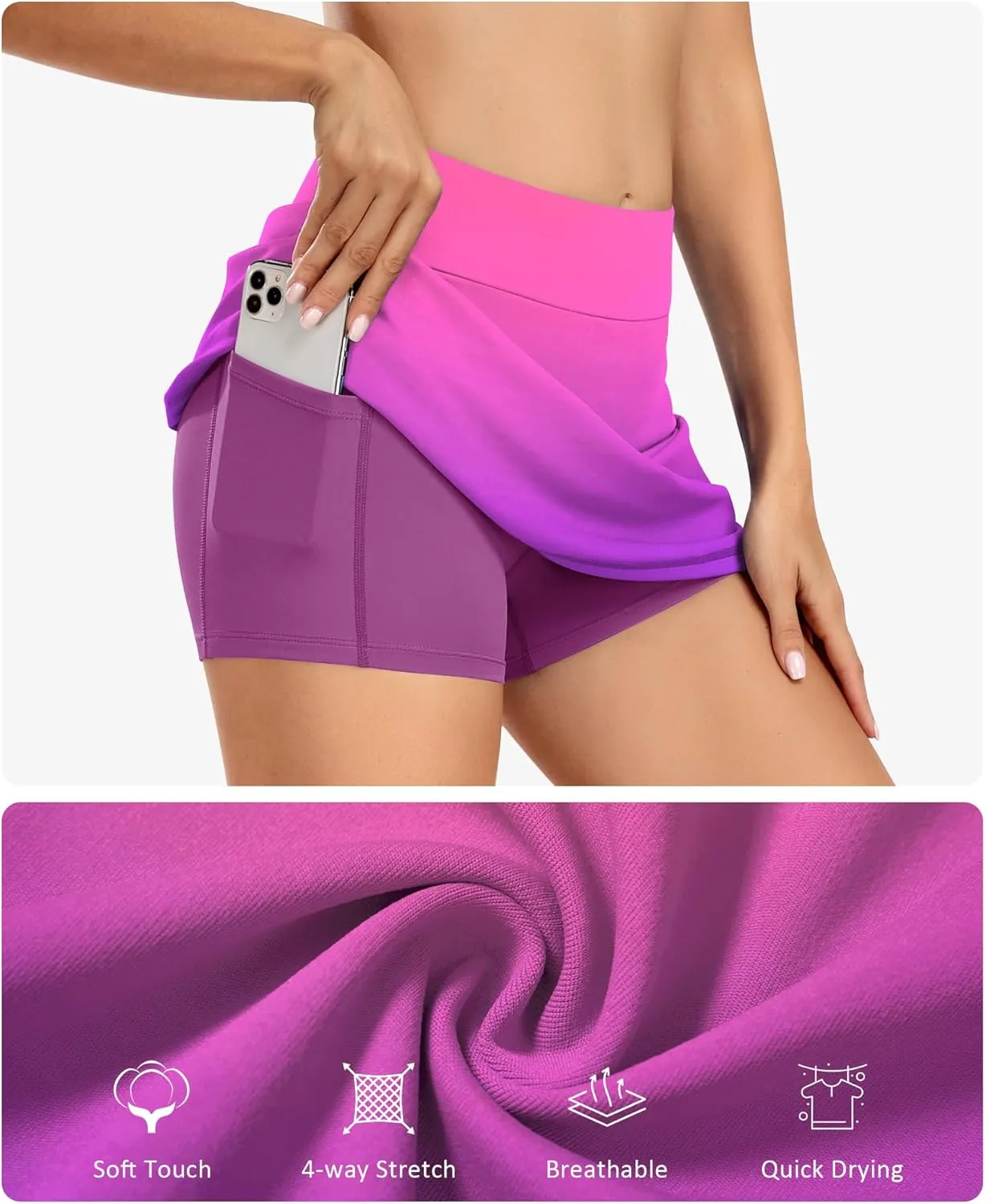 JoyGirl 15" Tennis Skirts for Women with Shorts High Waisted Golf Skirt Athletic Casual Skort with Inner Pocket