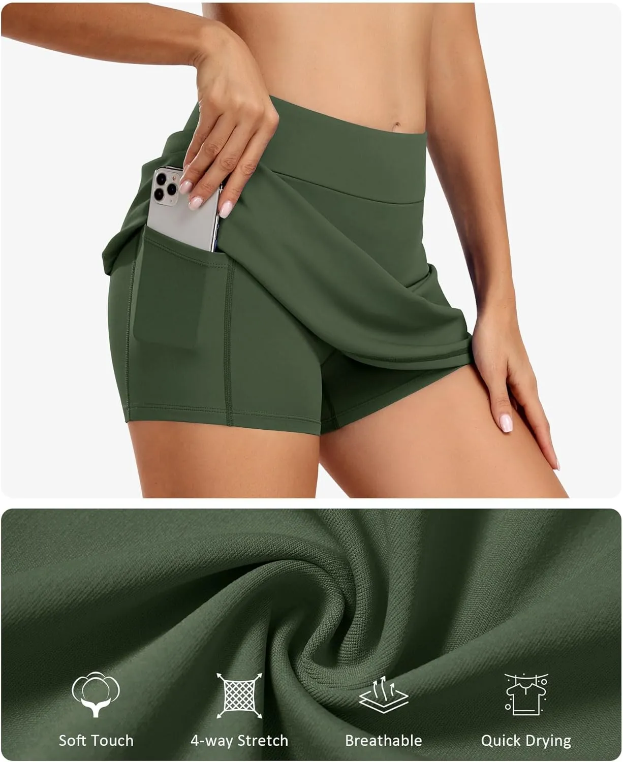 JoyGirl 15" Tennis Skirts for Women with Shorts High Waisted Golf Skirt Athletic Casual Skort with Inner Pocket