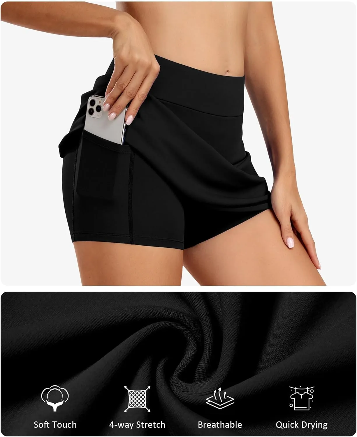JoyGirl 15" Tennis Skirts for Women with Shorts High Waisted Golf Skirt Athletic Casual Skort with Inner Pocket