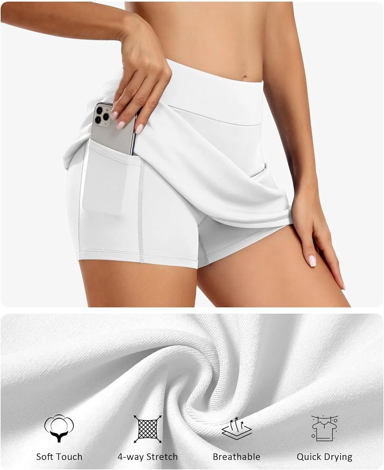JoyGirl 15" Tennis Skirts for Women with Shorts High Waisted Golf Skirt Athletic Casual Skort with Inner Pocket
