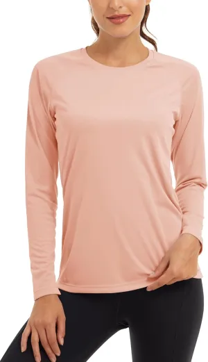 KEFITEVD Women's UPF 50  Sun Protection Rash Guard Long Sleeve Crew Neck Quick Dry Workout Shirts for Running Yoga Swimming