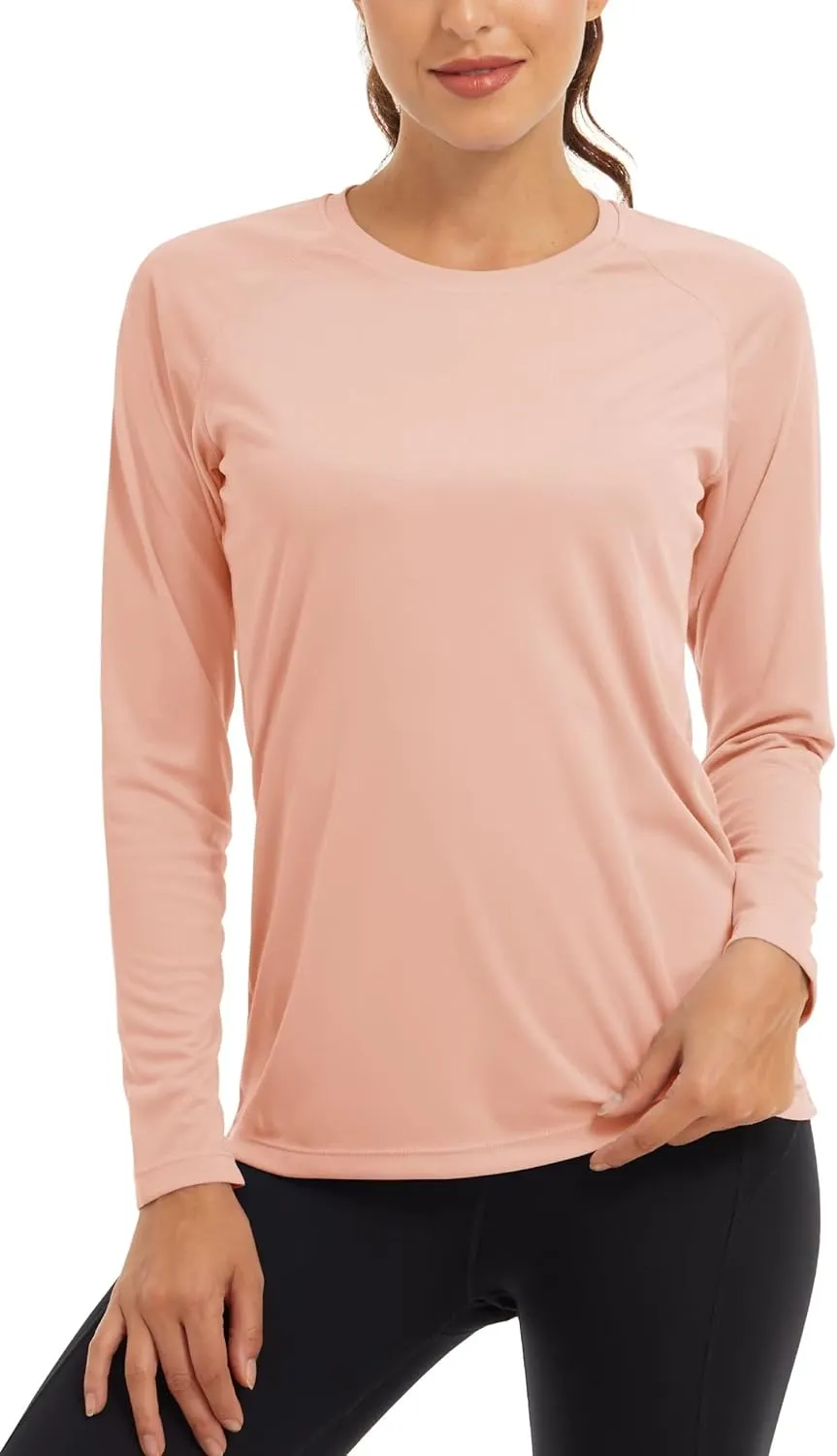 KEFITEVD Women's UPF 50  Sun Protection Rash Guard Long Sleeve Crew Neck Quick Dry Workout Shirts for Running Yoga Swimming