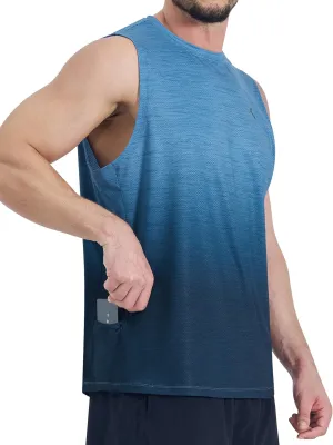 KPSUN Men's Quick Dry Workout Tank Tops Sleeveless Gym Muscle Shirts Fitness Running Athletic Swim Shirt with Side Pocket