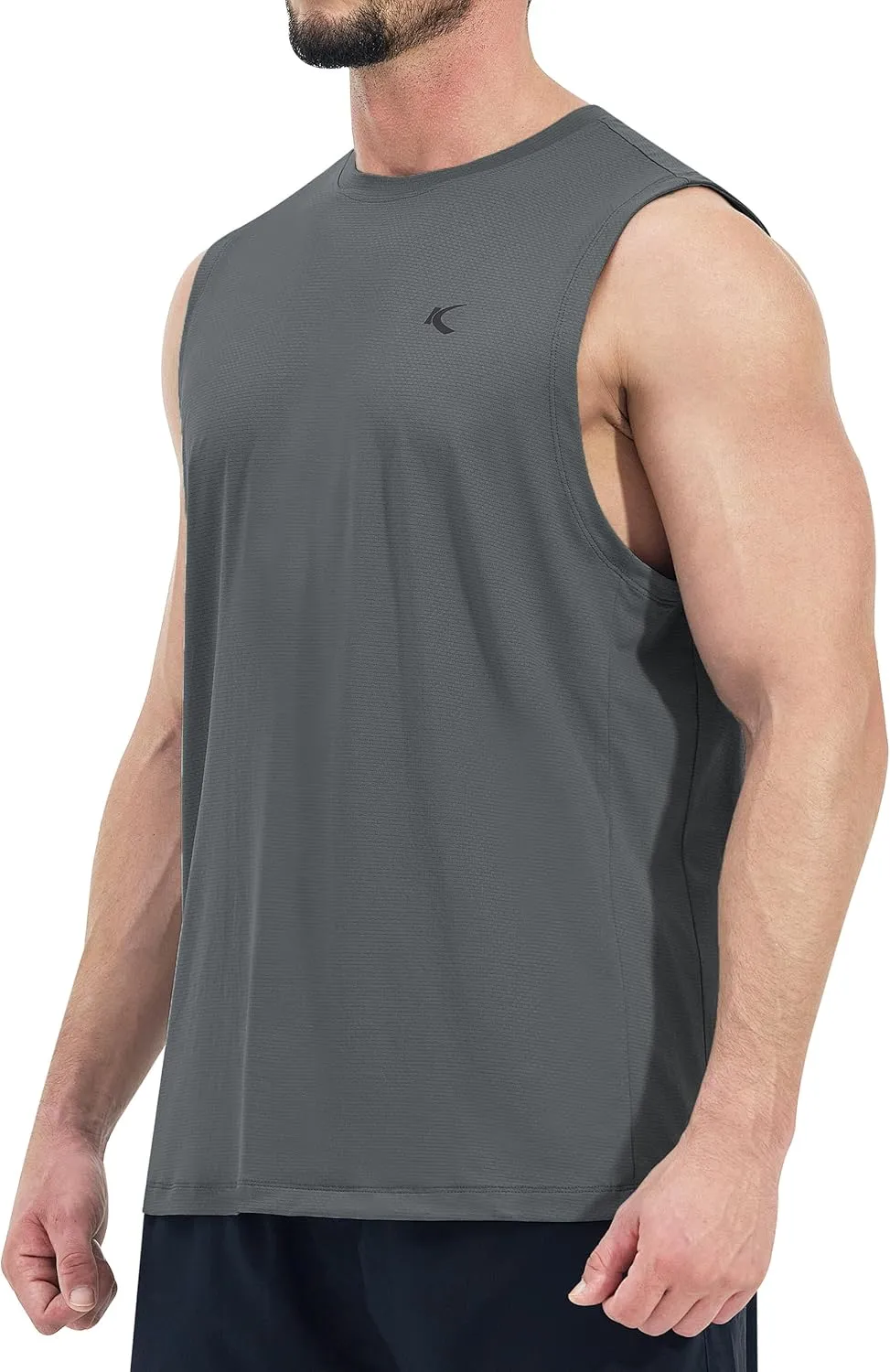 KPSUN Men's Quick Dry Workout Tank Tops Sleeveless Gym Muscle Shirts Fitness Running Athletic Swim Shirt with Side Pocket