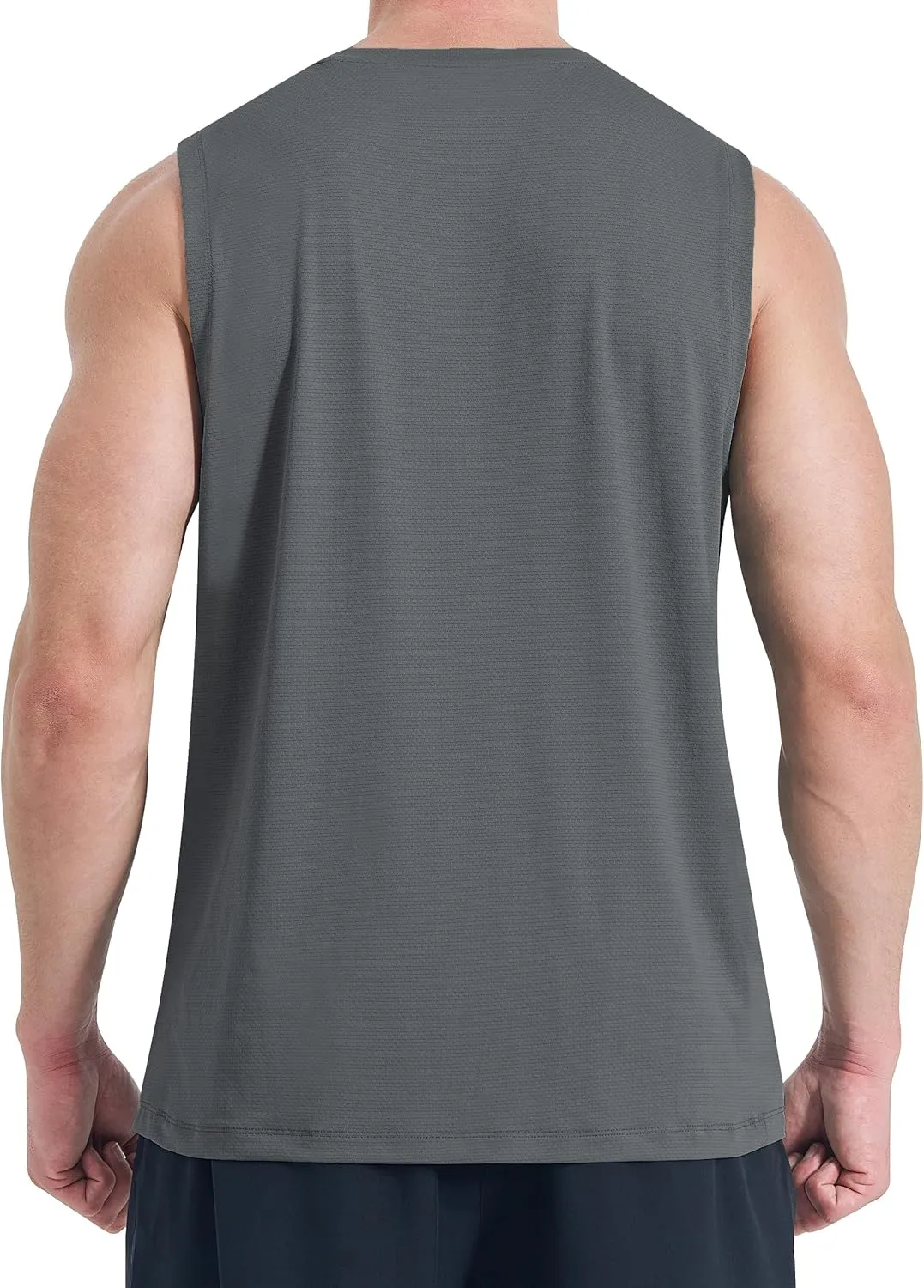 KPSUN Men's Quick Dry Workout Tank Tops Sleeveless Gym Muscle Shirts Fitness Running Athletic Swim Shirt with Side Pocket