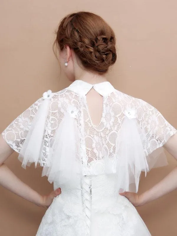 Lace High Collar White Wedding Wraps | Bridelily