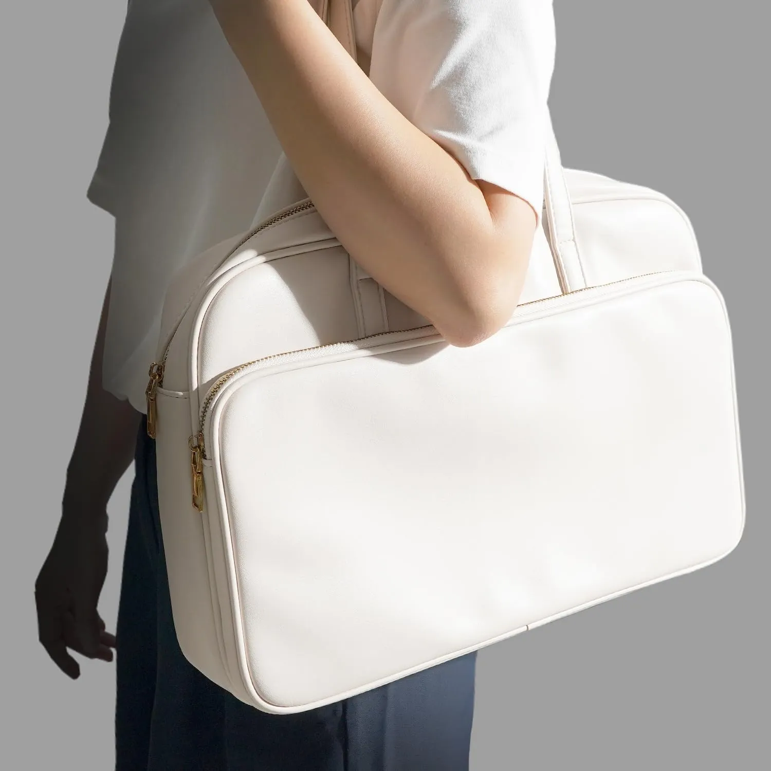 Laptop Tote for Men & Women 14Inch Computer Bags Briefcase Business Office Travel Work Handbag Carrying Bag with Large Front Pocket Color White