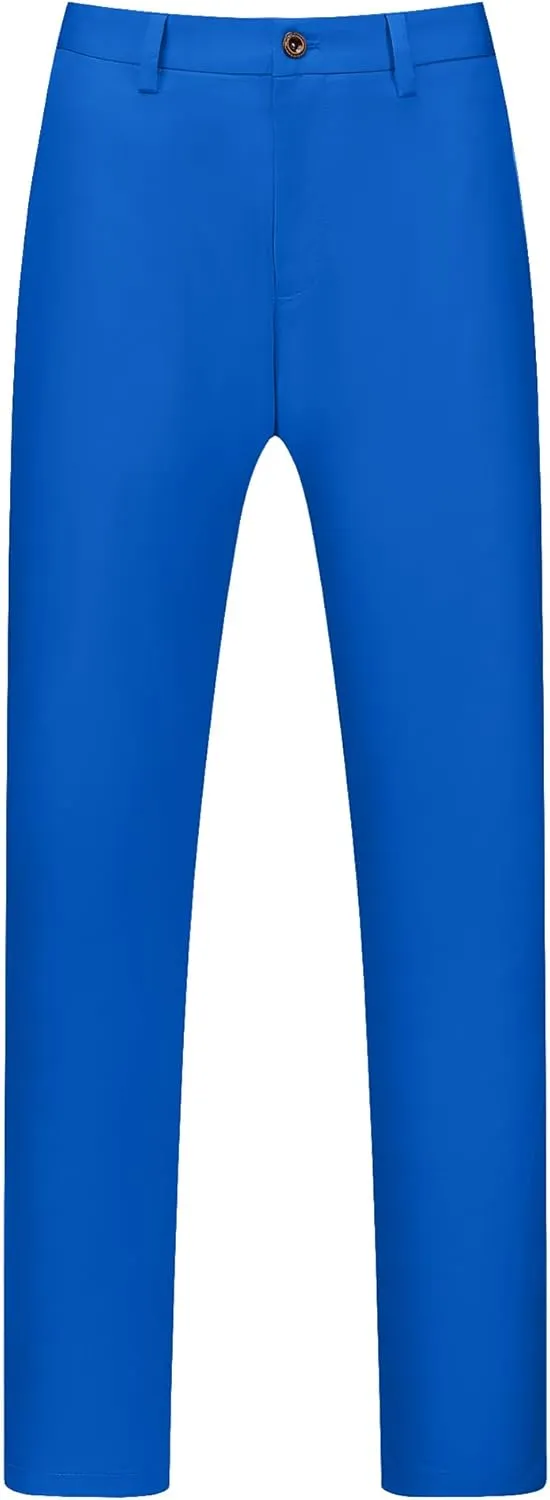 Lars Amadeus Men's Dress Chino Slim Fit Stretch Flat Front Solid Color Business Pants