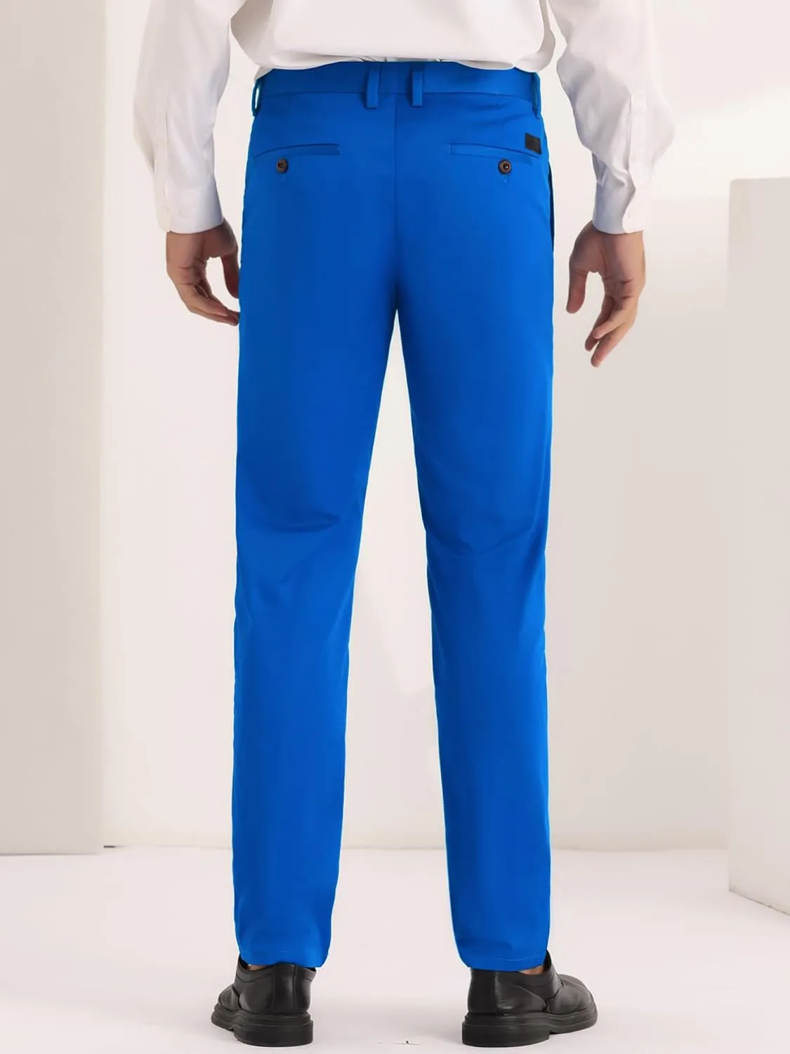 Lars Amadeus Men's Dress Chino Slim Fit Stretch Flat Front Solid Color Business Pants