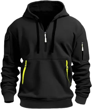 LCMTWX Shirts For Men Winter Vintage Long Sleeve Hoodie Half Zipper Hooded Sweatshirt Top Workwear Multi Work Jackets For