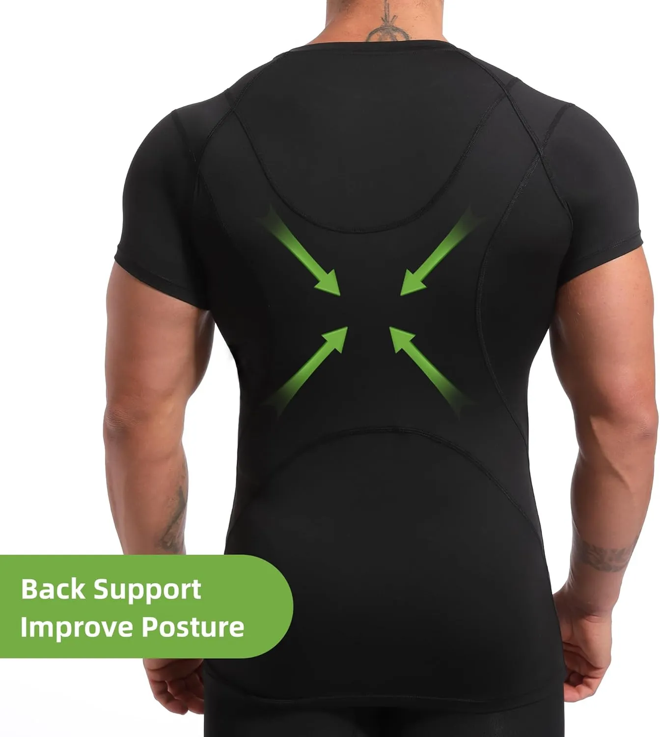 Lgtfy 4D Mens Compression Shirt Short Sleeve, Gynecomastia Tummy Control Back Support Undershirt, Slimming Vest