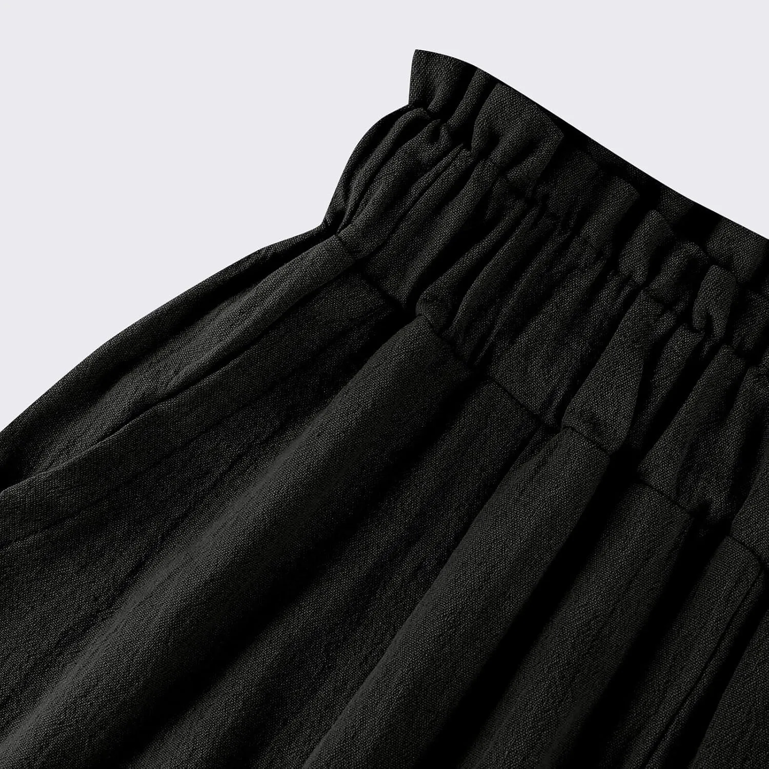Linen Pants Women Summer Wide Leg Capri Pants High Waisted Capris Loose Palazzo Pant Cropped Trousers
