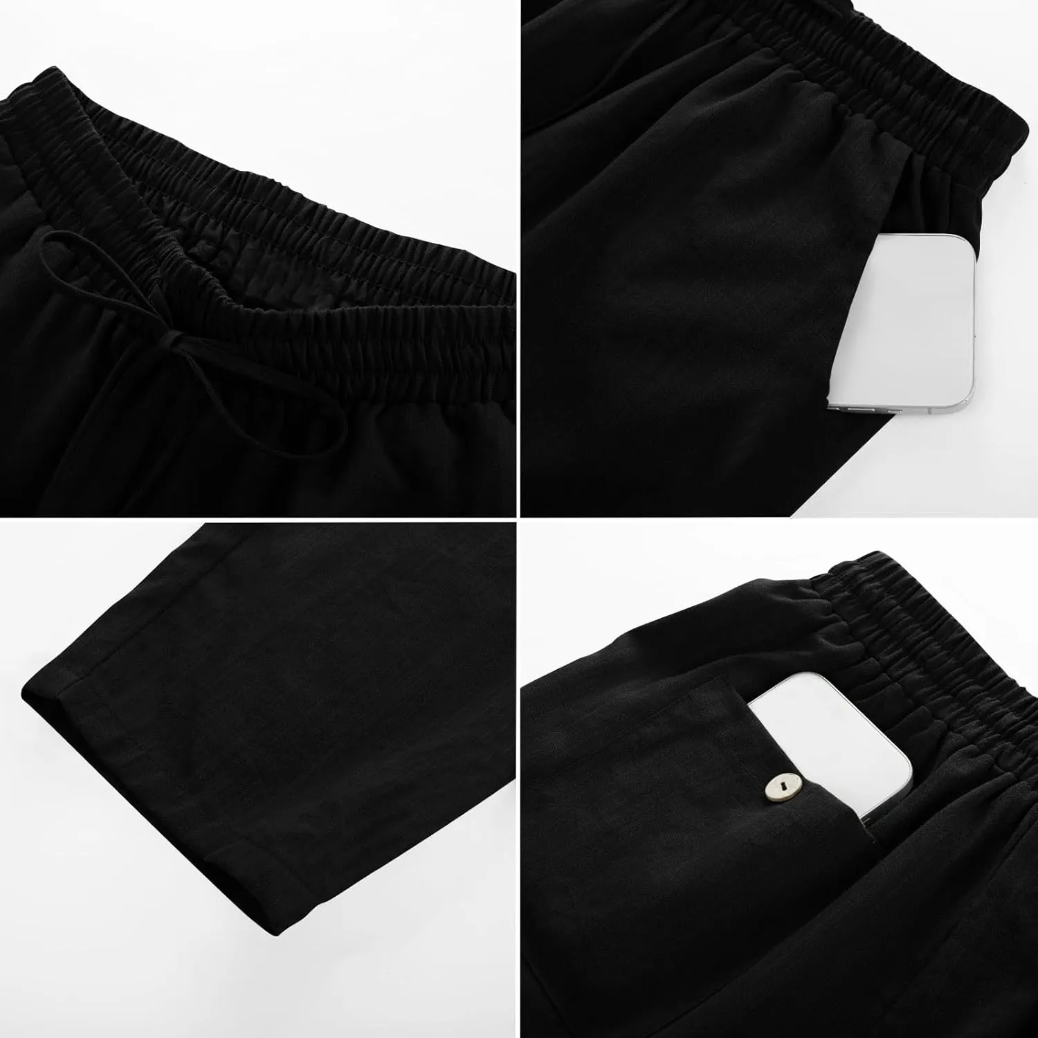 Linen Pants Women Trendy 2025 Casual Summer High Waisted Drawstring Lounge Trousers Straight Leg Pant with Pockets