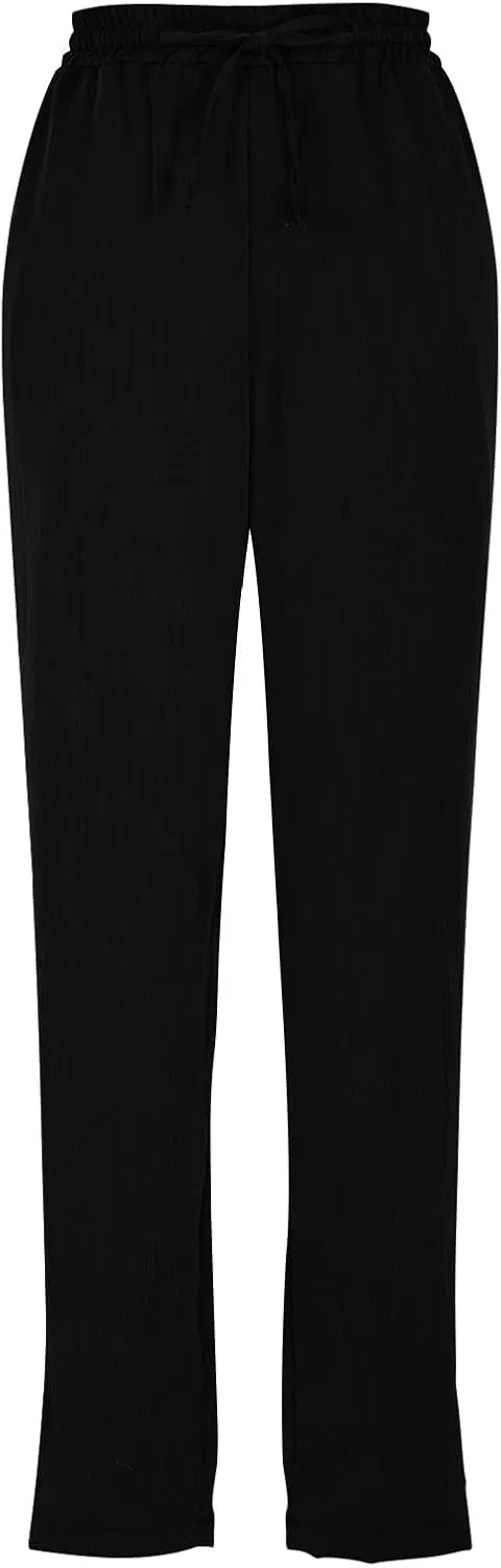 Linen Pants Women Trendy 2025 Casual Summer High Waisted Drawstring Lounge Trousers Straight Leg Pant with Pockets