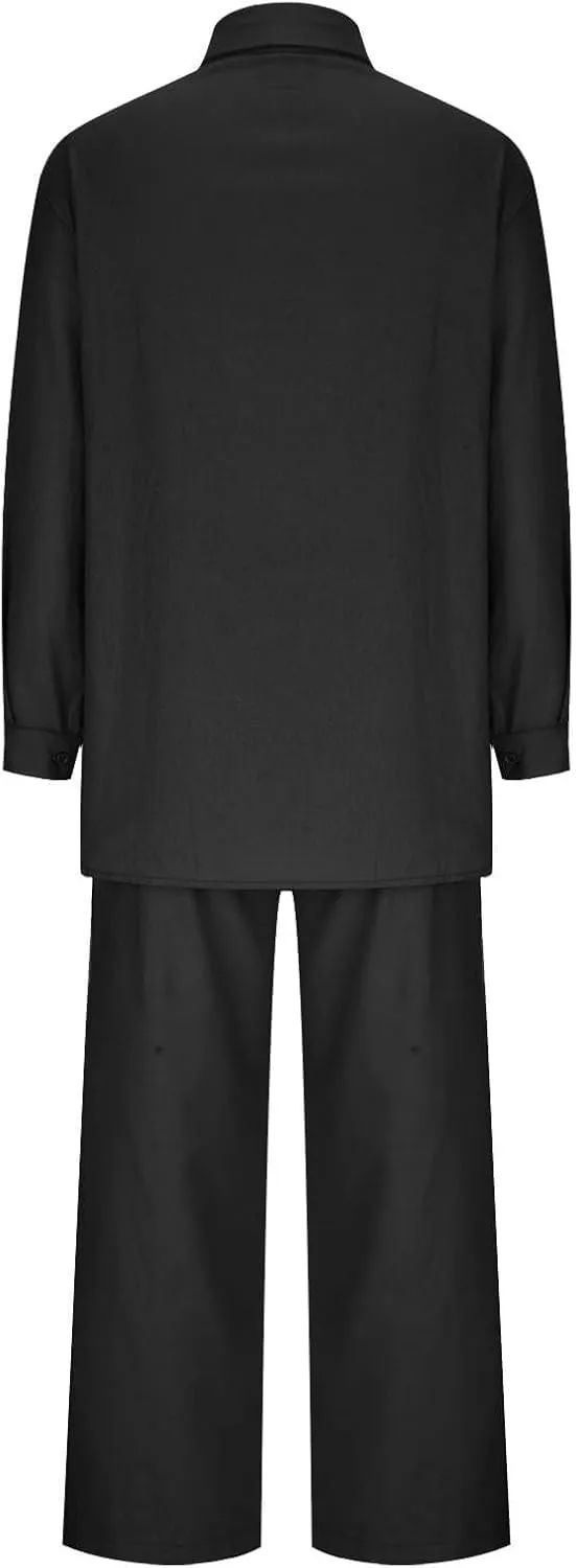 Linen Sets for Women 2 Piece 2025 Long Sleeve Shirts Wide Leg Trousers Loose Fit Dressy Cotton Linen Sets Outfits