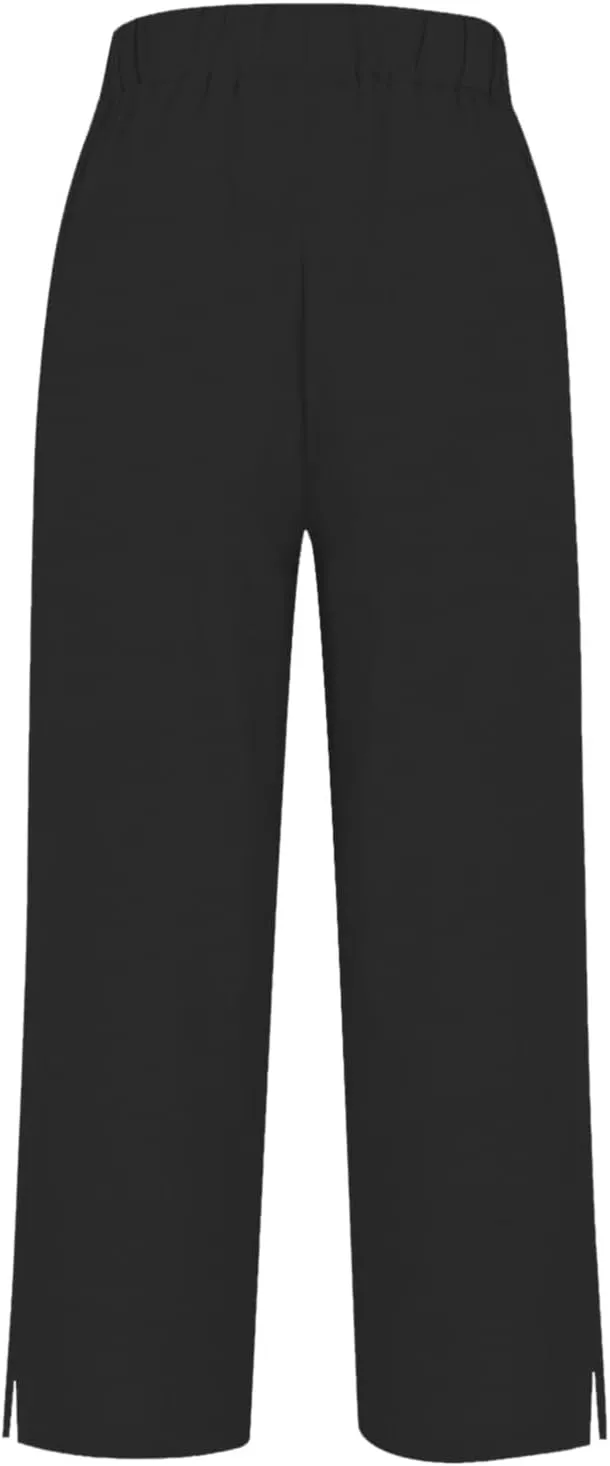 Linen Summer Pants for Woman Elastic Pants Long Drawstring Linen Women Waist Cotton Casual Slit Trouser with Pockets