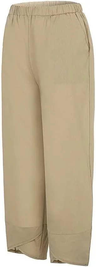 Loose Women Straight Summer Pants High Casual Waist Long Solid Cotton Pants Womens High Waist White