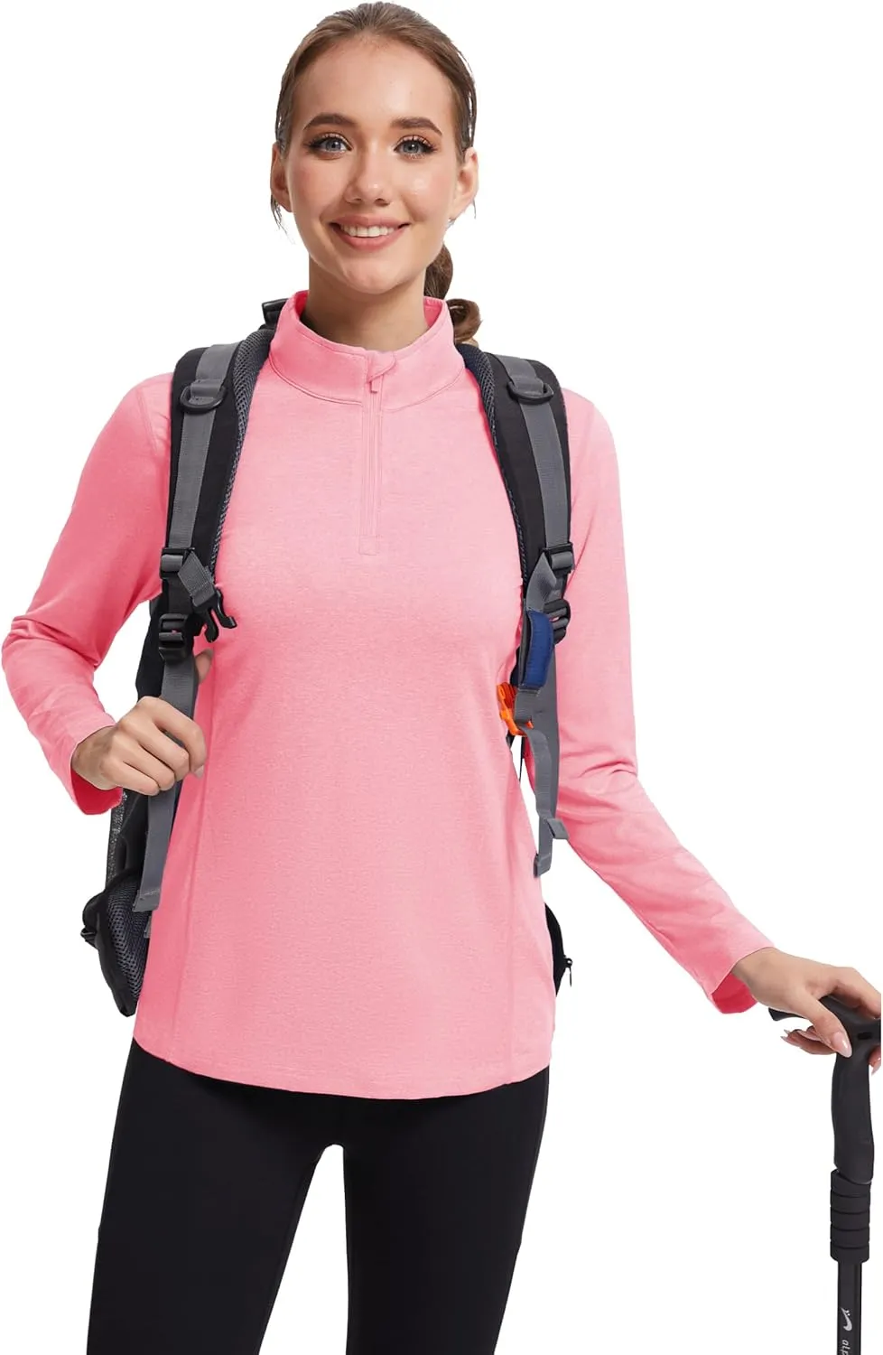 MAGCOMSEN Women's Long Sleeve Shirts 1/4 Zip Pullover UPF 50  Sun Protection Quick Dry Hiking Athletic Workout Tops